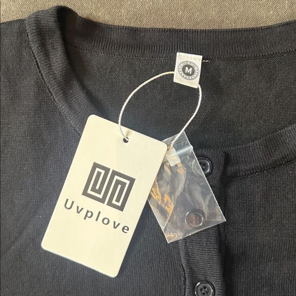 Women’s Black Knit Cardigan Sweater Round Neck Long Sleeve Size M (8-10) NWT - Picture 8 of 11